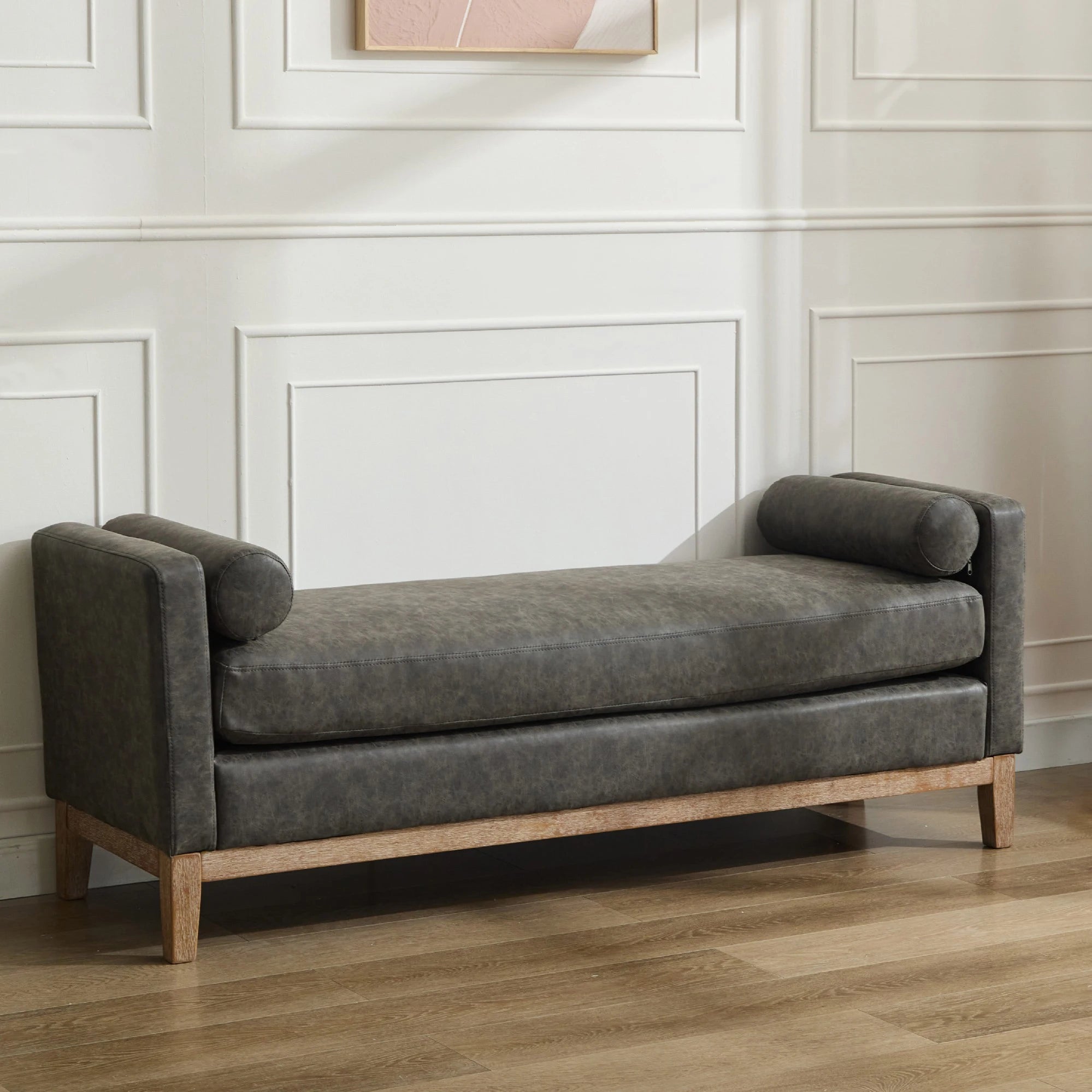 French Vintage Style Modern Design Long PU Daybed Bench As Bedroom or Home Furniture Use
