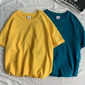 Large Size Men's Summer T-Shirt Korean Style Ins Trendy Loose With Solid Color Casual and Over-Sized Design