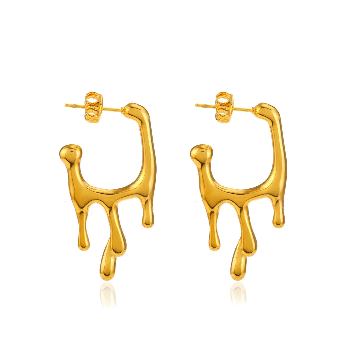 Shescity Gold Plated Stainless Steel Drop Earrings Trendy Lava Designer Hip Hop Stud Earrings Women Jewelry for Gifts