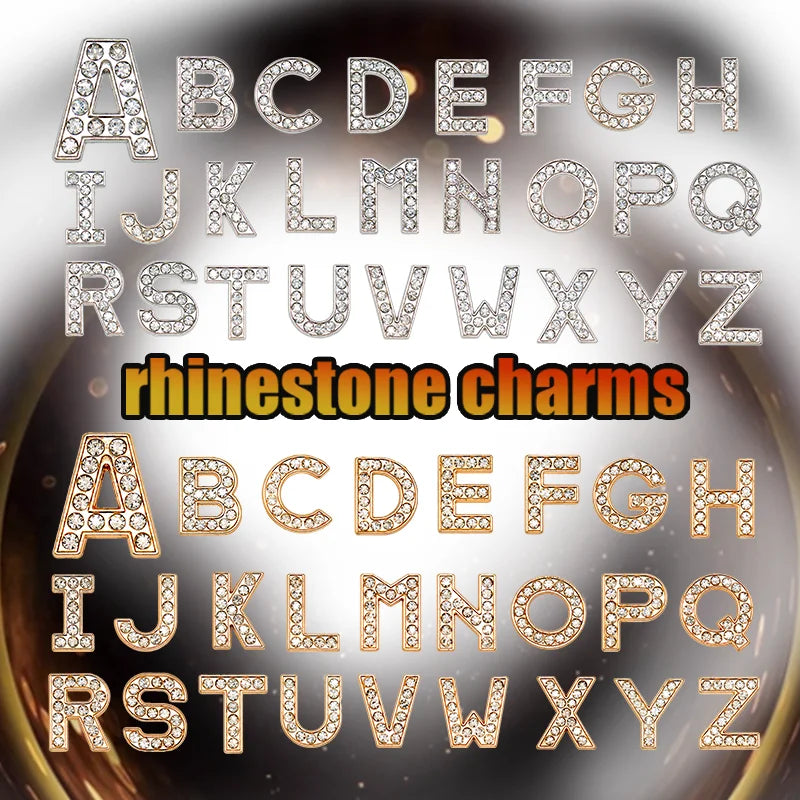 New Trend Alphabet Designer Rhinestone Charms Luxury Accessory Custom Wholesale Letter Metal Charms