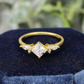OL1020 Abiding Delicate Square Princess Cut 5x5MM D VVS Moissanite Diamond AU750 585 Yellow Gold Wedding Rings for Ladies