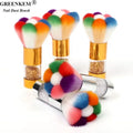 Nail Tool Rainbow Brush Two Size Gold Silver Makeup Brush With Diamond Nail Dust Cleaning Brushes