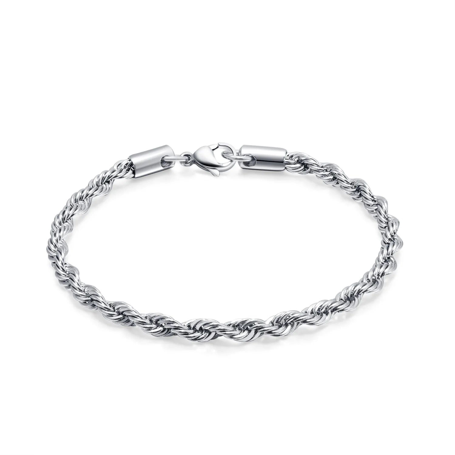Fashion Charm 19cm Stainless Steel Silver Plated Geometric Thin Chain Cuff Bracelet Unisex Trendy for Women Men Anniversary Gift