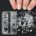 Shiny White Flat Back ABS Resin Pearl Beads Nail Art Jewelry Imitation Acrylic for DIY Six Grids Nail Decoration