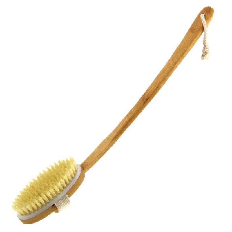 Wholesale Natural Super Long Handle Boar Bristles & Bamboo Handle Dry Body Brush MegaBDM
