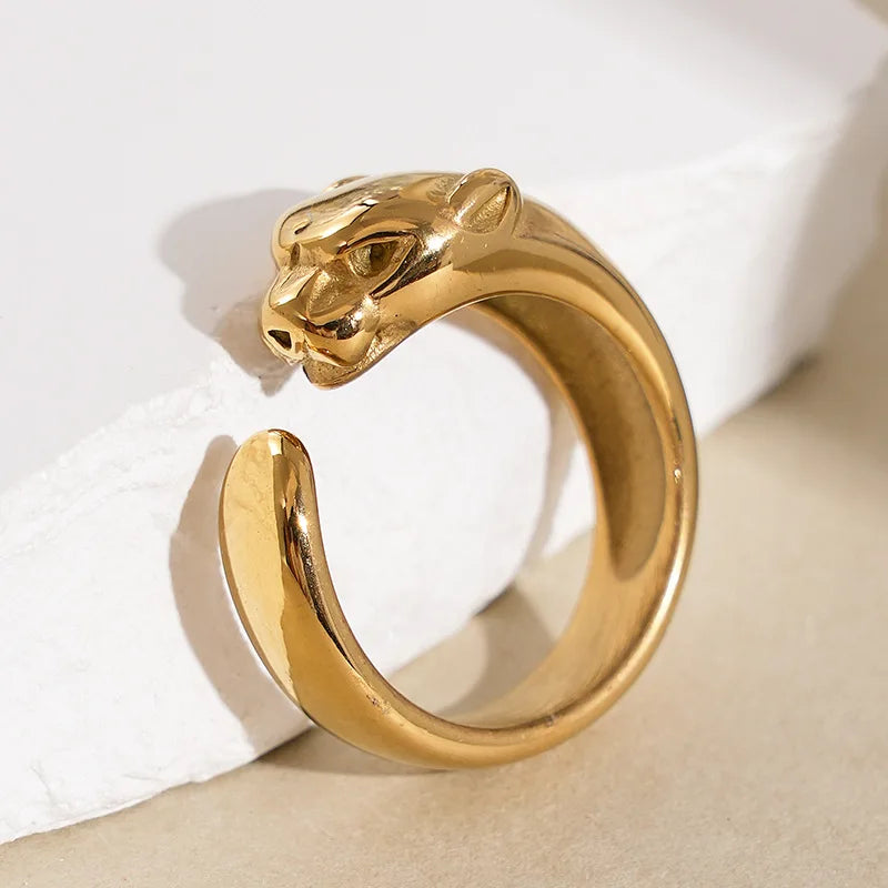 Queen's Temperament Jewelry Money Leopard Lady Luxury Zircon Jewelry Womens Stainless Steel Rings