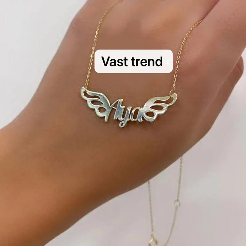 GT Trendy Arabic Calligraphy Necklace Middle East Style Geometry Clavicle Chain with Allah Letter Gold Plated Brass Jewelry