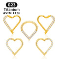 ASTM F136 G23 Titanium Nose Rings Daith Earrings 16G Heart CZ Hinged Segment Ear Tragus Cartilage Helix Body Piercing Jewelry
