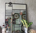 120*90cm Ornate Design Decorative Large Iron Wall Mirrors Hanging Black Metal Frame Arch Bathroom Home Decor Dropshipping