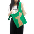 Female Korean Style  Knitted Wool Tote Bag Girl Fashion Cute Rabbit Pattern Crochet Handbag