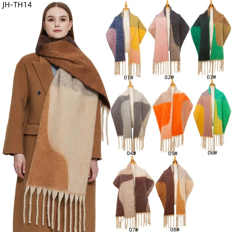 Landfond Accessory 2023 New Style Thick Shawl Winter Loop Yarn Jacquard Geometric Scarf