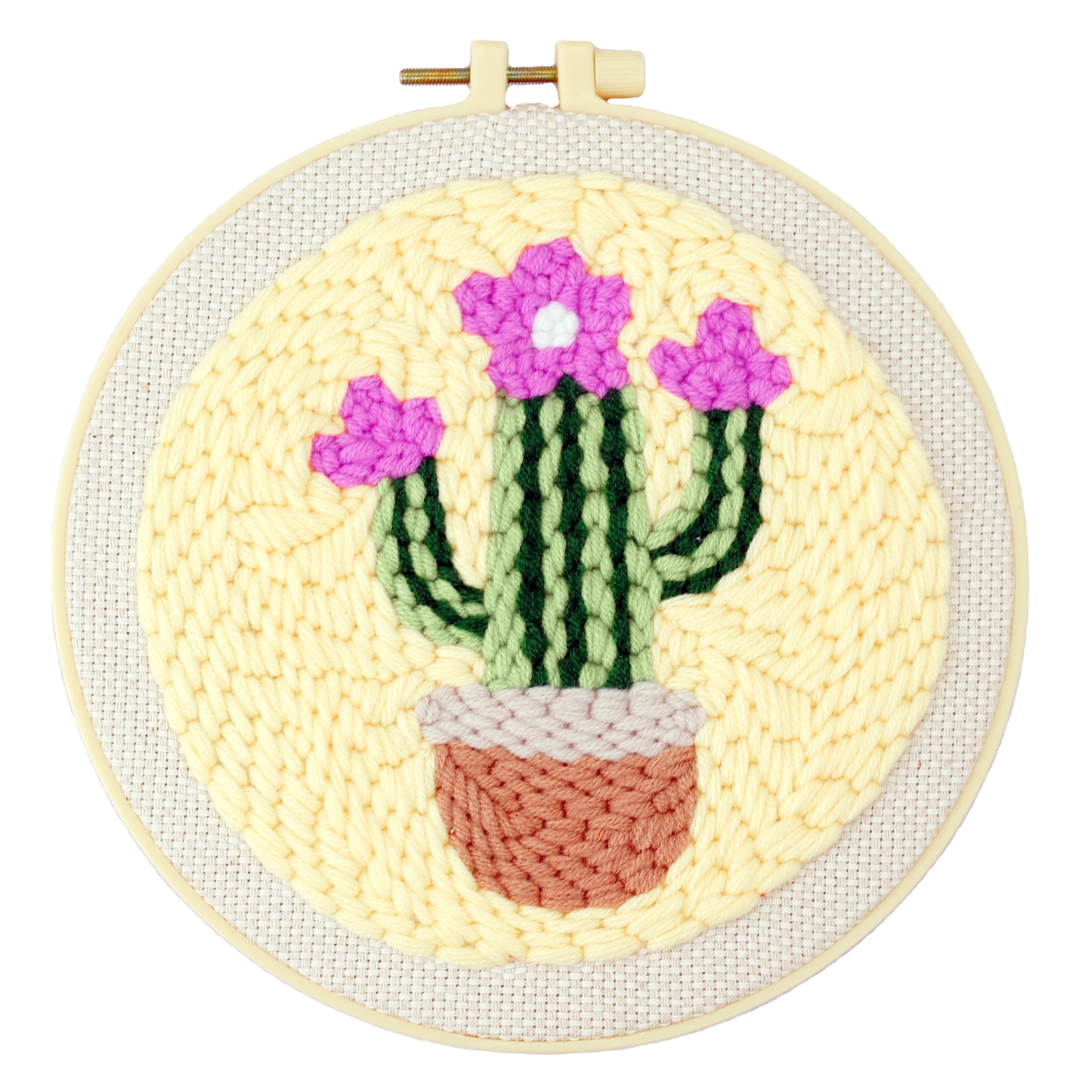 Novelty Gifts Customized Pattern Cacti Cross Stitch DIY Craft Embroidery Set Private Label Logo Service Needle Punch Kit