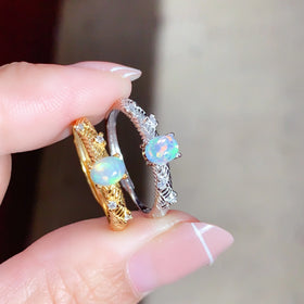 Factory Supply 925 Sterling Silver Classic Style Anime Religious Natural Opal Friendship Rings Oval Cut for Wedding Party