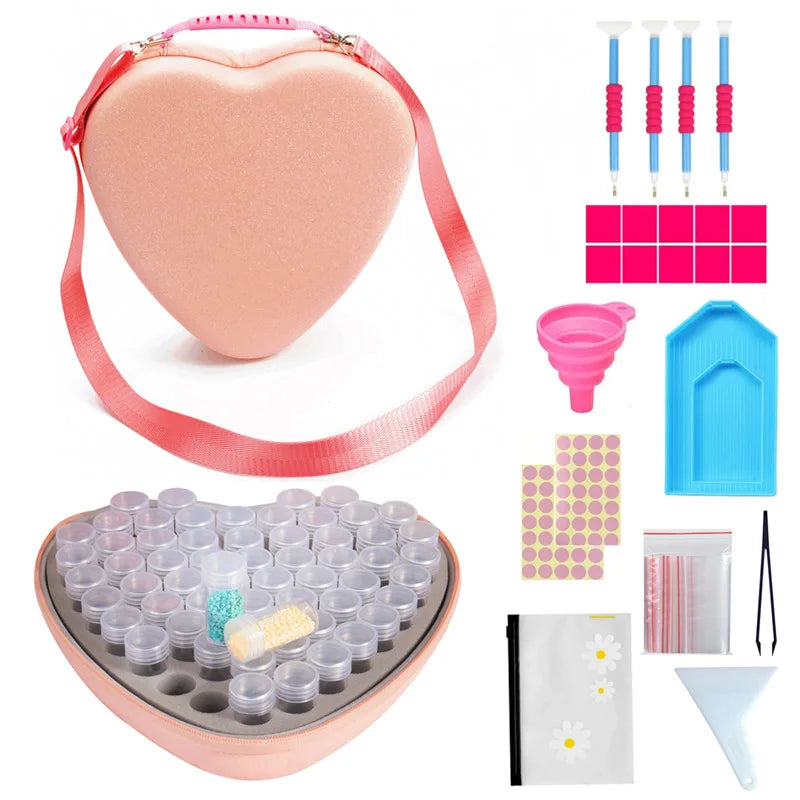 New Hot Round Heart  Shape Box 60 Slots EVA Storage Cases Container Diamond Painting Organizer New Storage Cases