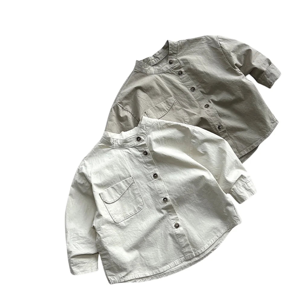 Japanese Style Trendy 100% Pure Cotton Boys Girls Shirt Spring New Fashionable Children's Clothing Long Sleeves Baby Kids' Shirt