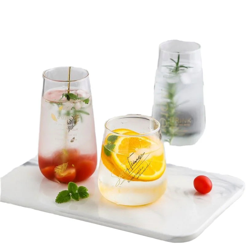Cute Reusable Borosilicate Collins Glass Stemmed Machine Highball Cups Bohemian Style 460/530ml Capacity Dishwasher Safe for