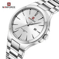 NAVIFORCE 9214 SW Silver Big Dial Casual Quartz Watches for Men Waterprppf Luminous Hands Sport Male Wrist Watch Boy Gift Reloj