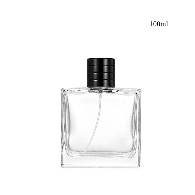 Luxury 50ml 100ml Glass Perfume Bottle Empty Crimp Neck  Glass Spray Packaging Bottles for Perfumes With Pump and Cap