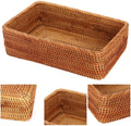 High Quality Handmade 3pcs Rattan Storage Baskets Popular Hot Selling Rectangular Wicker Basket Organizer