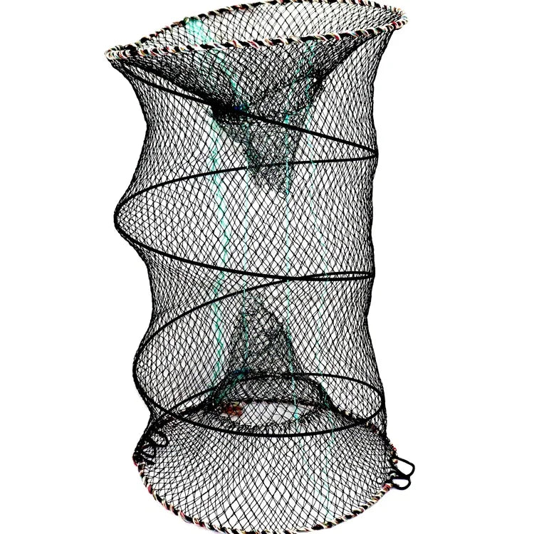 Commercial 30*60cm HDPE Black Floating Fish Cage Trap Spring Fishing Lobster & Crab Cage for Aquaculture