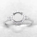 Sterling Silver 5mm/6mm/7mm Semi Mount Ring Frame Empty Blank Support Claws Setting S925 Base Without Center Stone for Inlay DIY