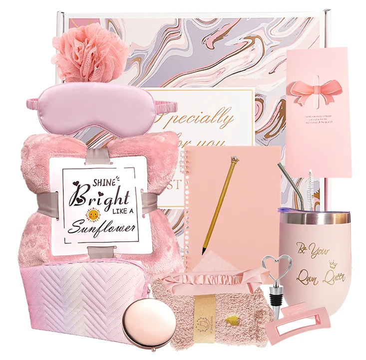 2024 Top Products pink Souvenirs Gift for Wedding with Blanket Cosmetic Bag Sleep Eye Mask Custom logo Items Get Well Soon Gifts