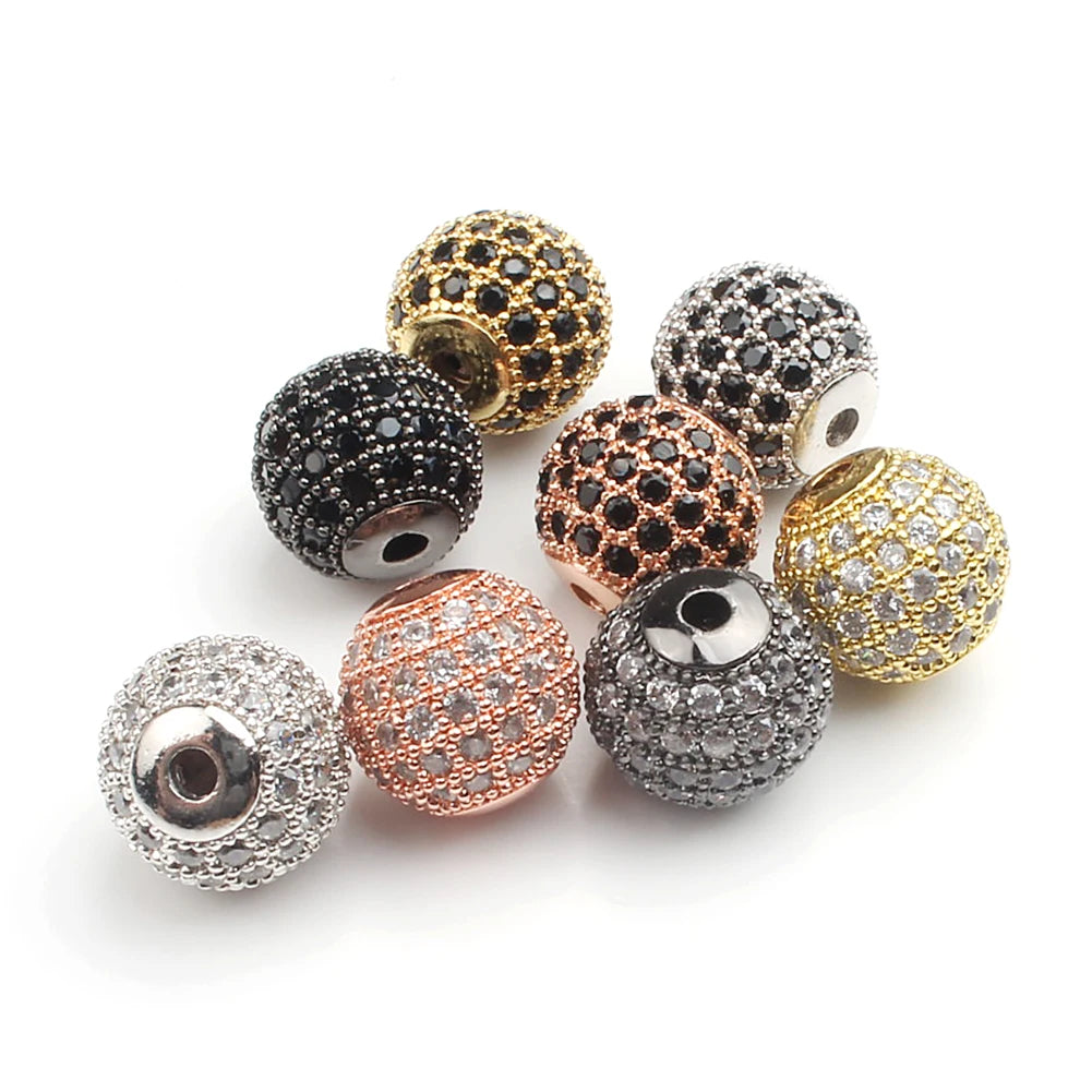 Wholesale 3pcs/bag 6MM Micro Pave CZ Spacer Beads Pave Zircon Ball Charms for DIY Bracelet Jewelry Findings & Components