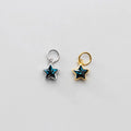 6.6mm Small Sterling Silver Bermuda Blue Star Charms 925 Silver Rhinestone Star Charms for Jewelry Making