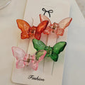 4ps One Card Spring Candy Color Girls Butterfly Plastic Hair Claws for