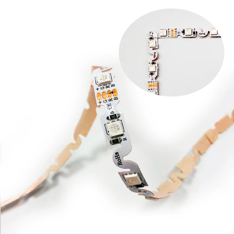 Factory Sale S Shape Flexible SMD5050 8mm PVC 48LEDs RGB IP20 No Waterproof LED Strip Light for Advertising Use