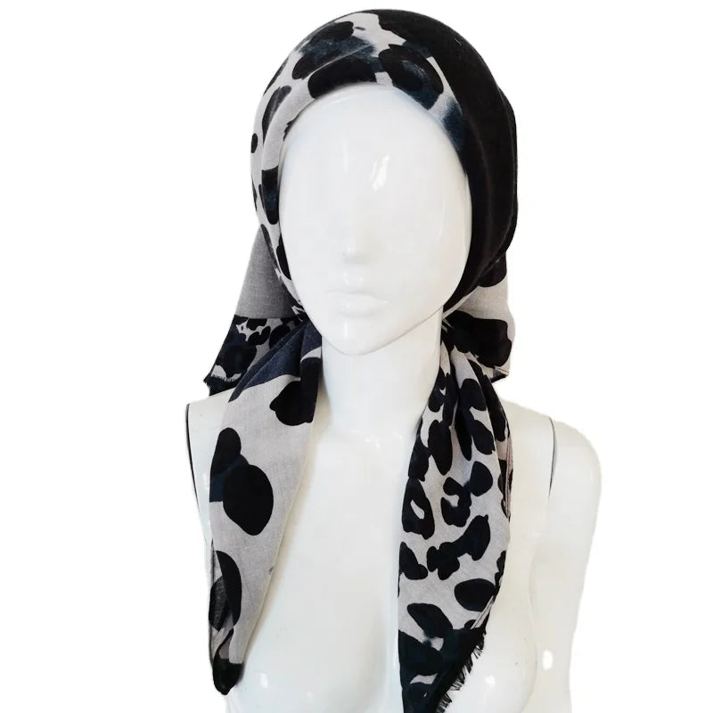 Leopard Style Girls Fashion Head Scarf Women Breathable Tichel Scarf Fashion Prints Jersey Hijab