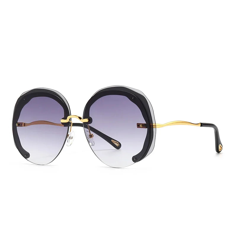 Spot Popular Trendy Personality Vacation Women Street Shot Catwalk Sunglasses Large Frame Round Colorful Gradient Sunglasses
