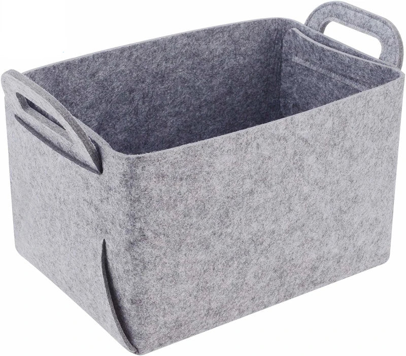 Collapsible Felt and Plastic Storage Basket with Handles Foldable PP for Home Closet Nursery and Laundry Organizing