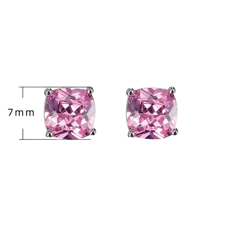Stud Fine Jewelry Fashion Color Versatile square Zircon Women's Earrings Stud