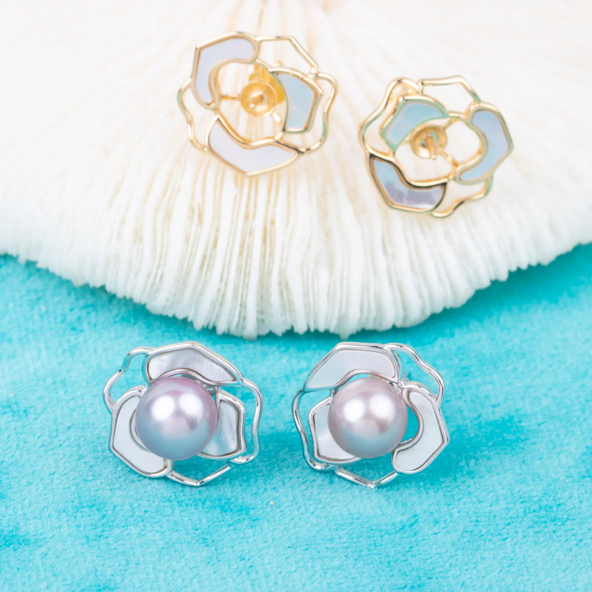 E010812 S925 Pearl Earring 925 Sterling Silver DIY 7-8mm Natural Freshwater Pearl Stud Earring for Women
