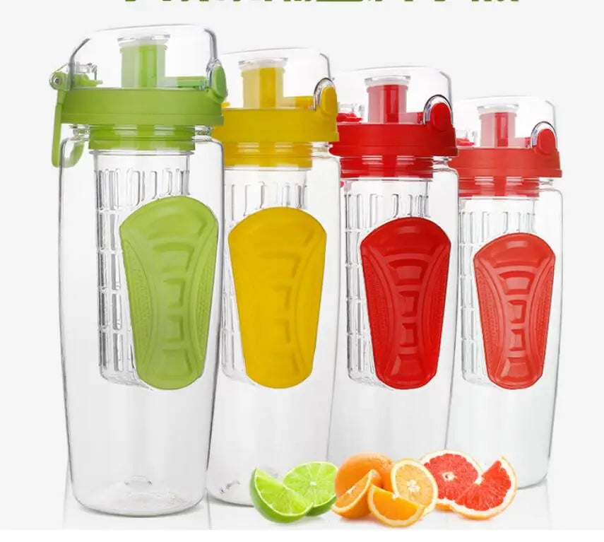 900ML 32OZ BPA Free Tritan Fruit Infuser Sports Water Bottle with Ice bar Custom logo