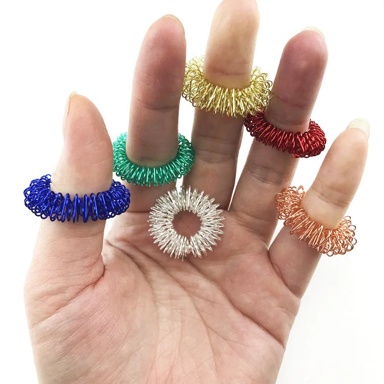 Spiky Sensory Finger Rings Relieve Stress Fidget Toy for Kids and Adults Funny Spring Massage Acupressure Ring