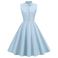 Wholesale 50s 60s Vintage Clothing Retro Cotton Solid Color Sleeveless Shirt Dress with Buttons