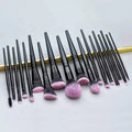 HMU 18pcs Luxury Black Makeup Brush Shiny Glossy Private Label Black Custom Makeup Brushes Set With Makeup Brush Paper Box