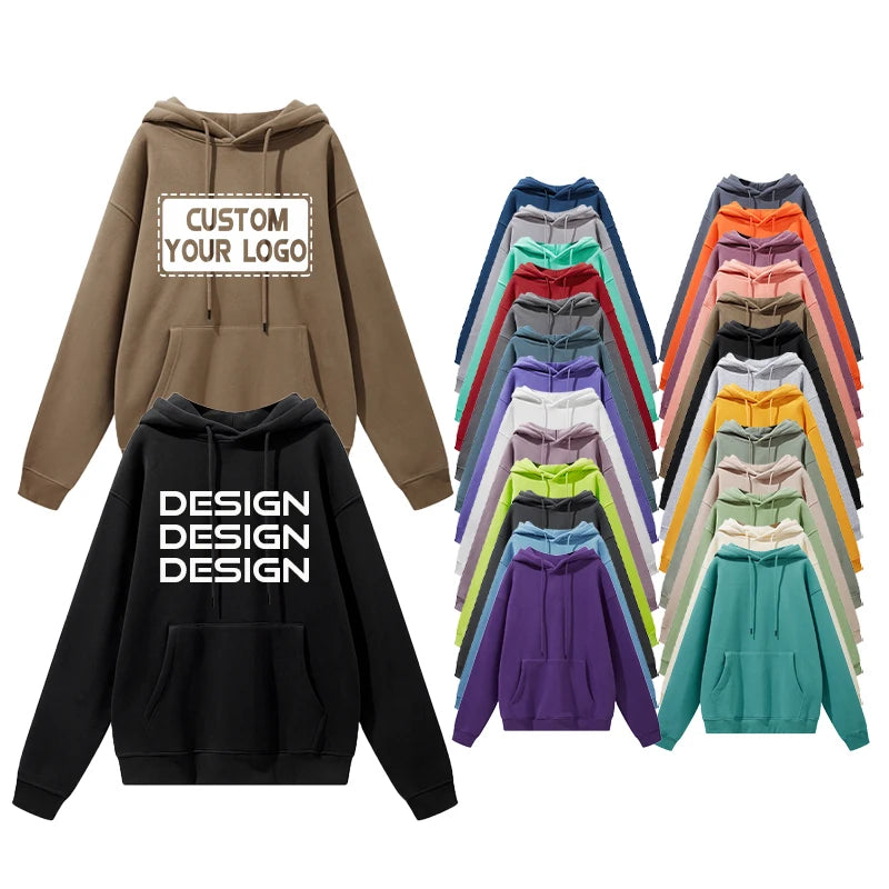 Unisex 500gsm 100% Cotton Pullover Hoodie Men's & Women's Plus Size Oversized & Big Tall Winter Print Embroidery Custom Logo