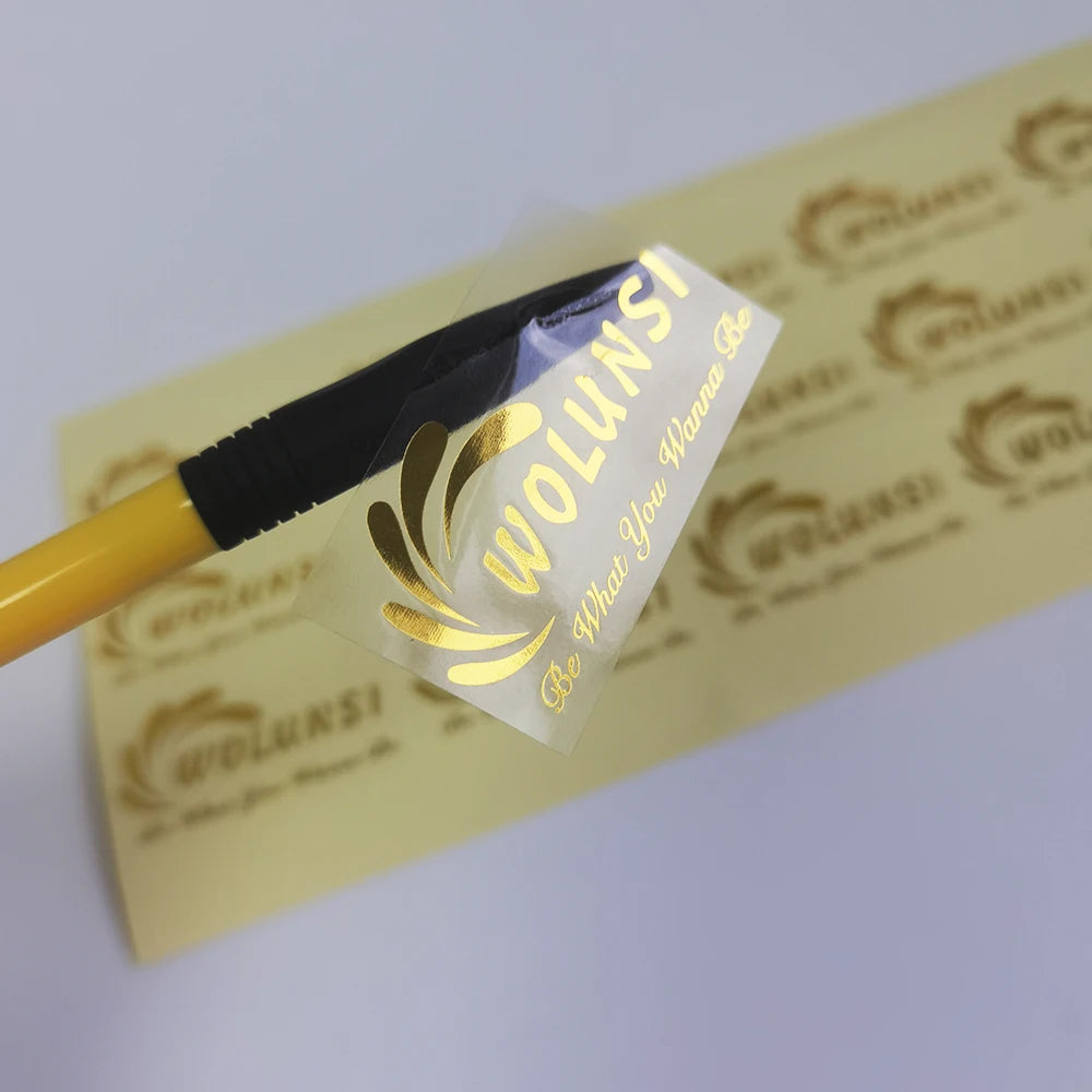 Customized Clear Gold Foil Sticker Labels Hot Stamping Paper Vinyl Roll Waterproof Self-Adhesive Custom Logo for Candle Craft