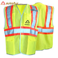 EN 20471 ANSI Class 2 Safety Reflective Construction Hi Vis Lime Work Wear Two-tone Mesh Safety Vest With Multi Pockets