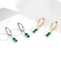 Waterproof Bling Green Zircon Earrings Women Jewelry 18k Gold Plated Stainless Steel Huggie Hoop Earrings for Girls