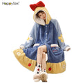 2022 Fashion Custom Fluffy Flannel Coral Fleece Thick Warm Soft Women Night Robe Robes Women With Cheap Price Cute Design
