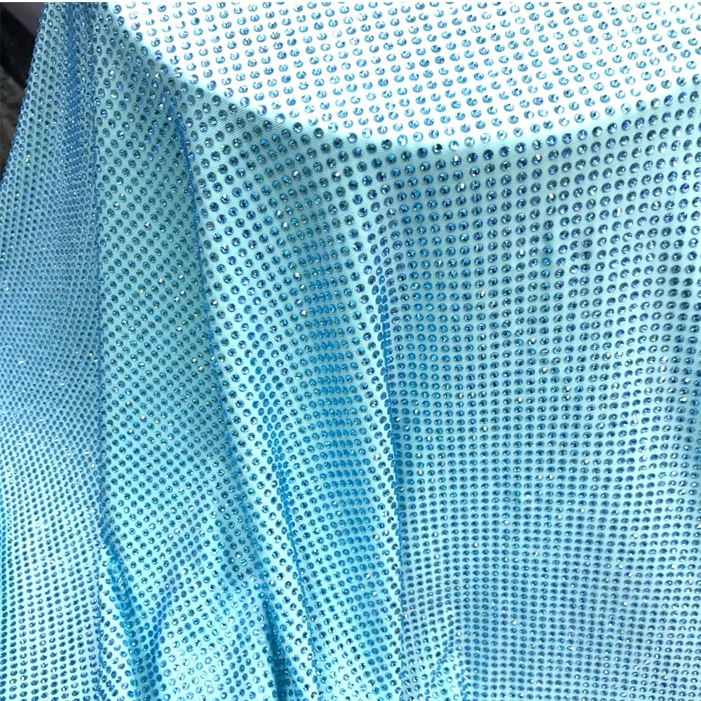 S429 New Arrival Elastic Diamond Fabric Rhinestone Mesh Fabric Sparkling Crystal Mesh Fabric MegaBDM