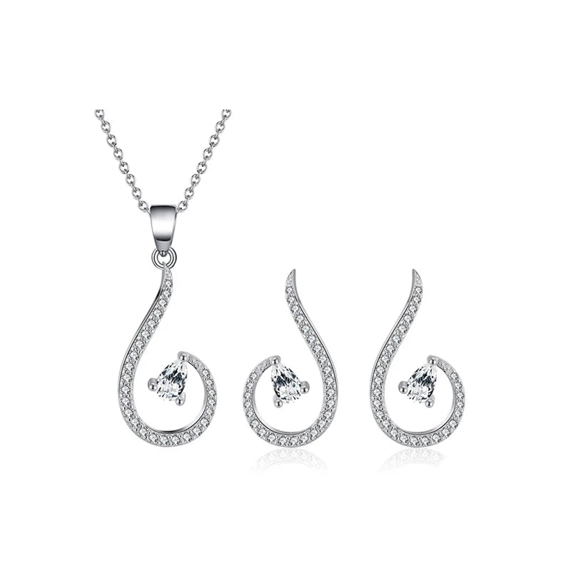 RINNTIN SS124 Unique Design New Arrival 925 Sterling Silver Cubic Zircon Accessories Women Necklaces Jewelry Sets