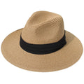 Women Men Wide Brim Straw Panama Hat Fedora Summer Beach Sun Hat UPF Straw Hat for Women