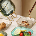 Light Luxury Transparent Fruit Plate Bone Dish Golden Edge Good-Looking Dried Fruit Tray Fruit Plate Snack Dish
