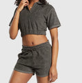 High-quality Women's Slim-fit Casual Top and Shorts Set 2 Piece Outfits