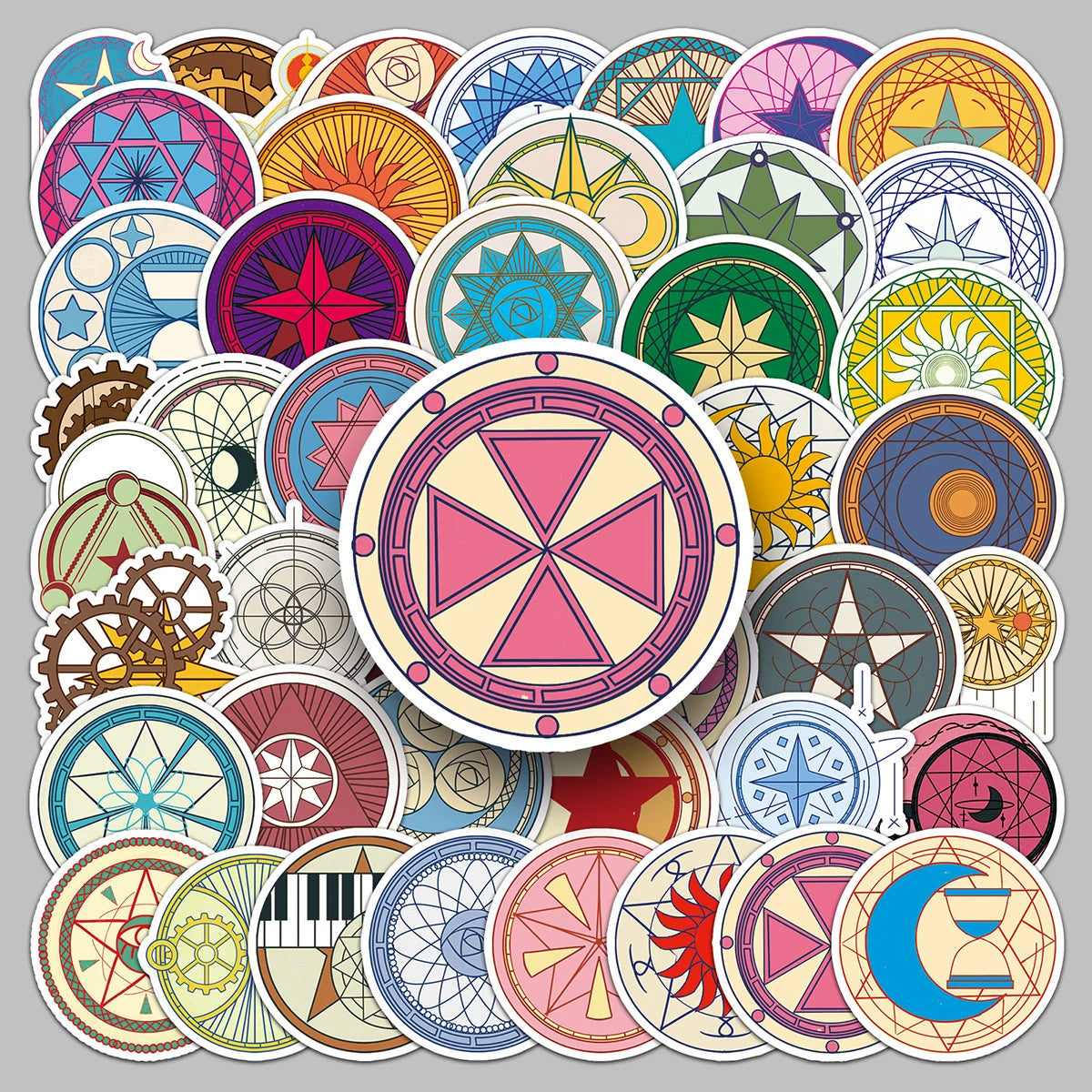 50PCS Custom Vinyl Self-adhesive Magic Circle Stickers for Flat Video Cases & Toys
